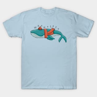 Warm & Cozy. Winter blue whale T-Shirt